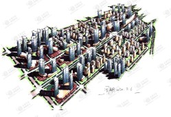 手绘鸟瞰图房子,手绘鸟瞰图