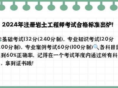 注册岩土工程师专业考试及格线注册岩土工程师考试科目分值